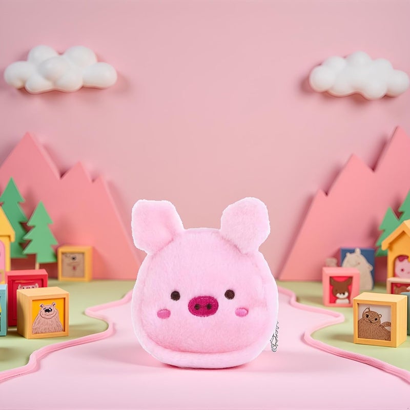 Sluswallow Pink Small Plush Coin Purse, Cute Cartoon Chicken Pig Avocado Shape Coin Purse Zipper Coin Bag Mini Wallet Handbag with Keychain Wallets, Card Cases and Money Organizers Accessories - Image 2